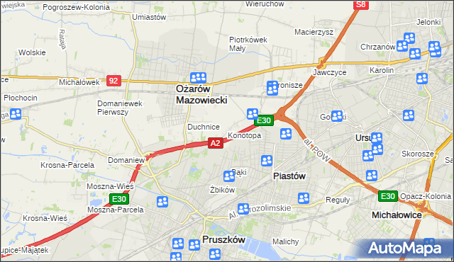 mapa Konotopa gmina Ożarów Mazowiecki, Konotopa gmina Ożarów Mazowiecki na mapie Targeo