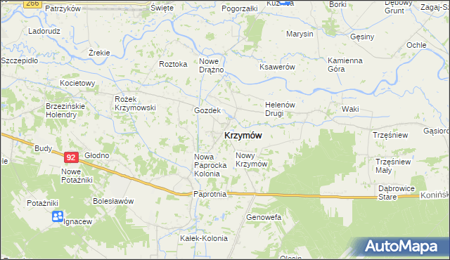 mapa Krzymów powiat koniński, Krzymów powiat koniński na mapie Targeo