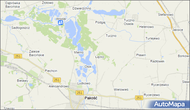 mapa Łącko gmina Pakość, Łącko gmina Pakość na mapie Targeo
