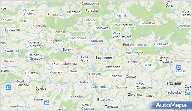 mapa Łapanów, Łapanów na mapie Targeo