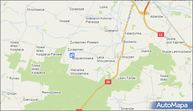 mapa Łęka Mroczeńska, Łęka Mroczeńska na mapie Targeo
