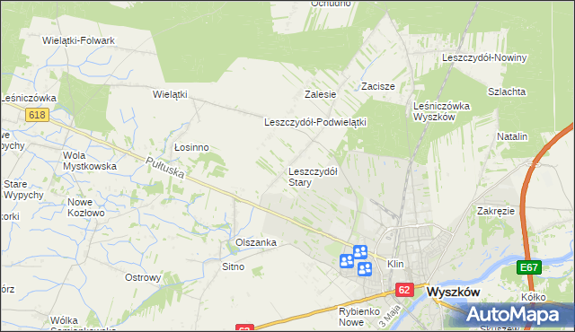 mapa Leszczydół Stary, Leszczydół Stary na mapie Targeo