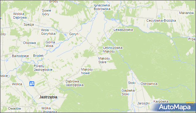 mapa Mąkosy Stare, Mąkosy Stare na mapie Targeo