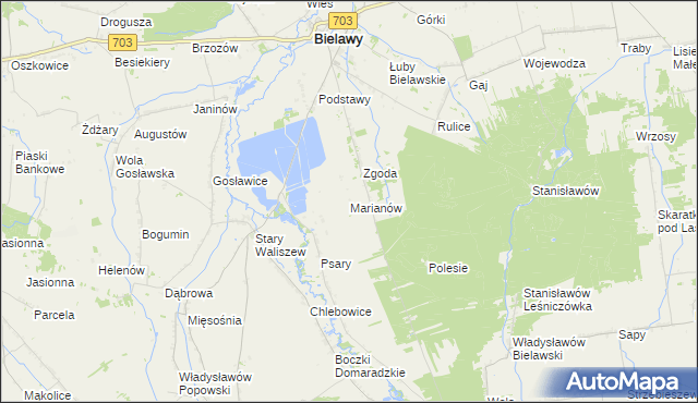 mapa Marianów gmina Bielawy, Marianów gmina Bielawy na mapie Targeo