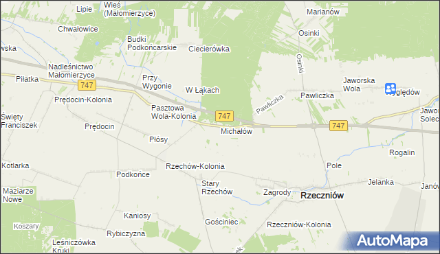 mapa Michałów gmina Rzeczniów, Michałów gmina Rzeczniów na mapie Targeo