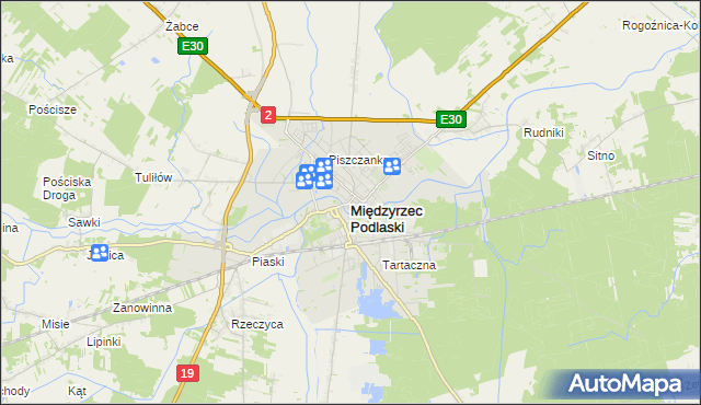 mapa Międzyrzec Podlaski, Międzyrzec Podlaski na mapie Targeo