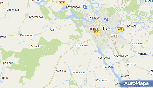 mapa Nochowo, Nochowo na mapie Targeo