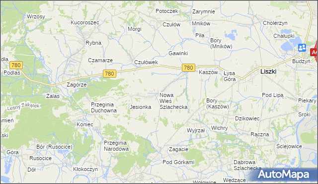 mapa Nowa Wieś Szlachecka, Nowa Wieś Szlachecka na mapie Targeo