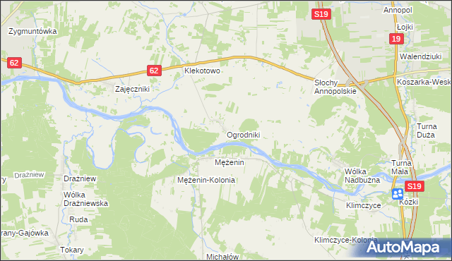 mapa Ogrodniki gmina Siemiatycze, Ogrodniki gmina Siemiatycze na mapie Targeo