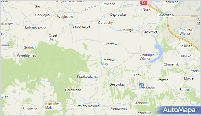 mapa Oraczew Mały, Oraczew Mały na mapie Targeo