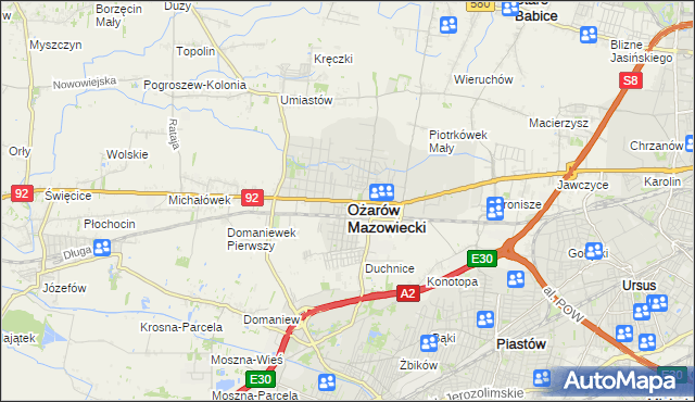 mapa Ożarów Mazowiecki, Ożarów Mazowiecki na mapie Targeo