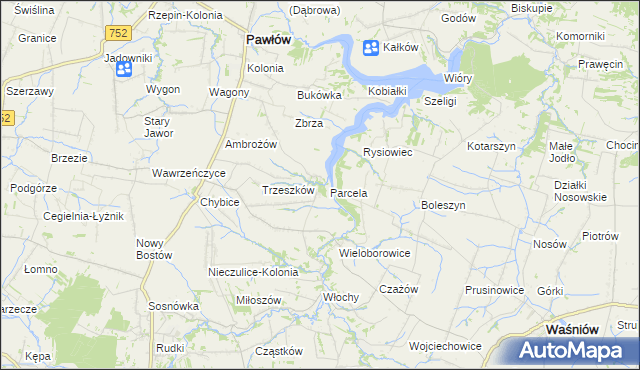 mapa Pokrzywnica gmina Pawłów, Pokrzywnica gmina Pawłów na mapie Targeo