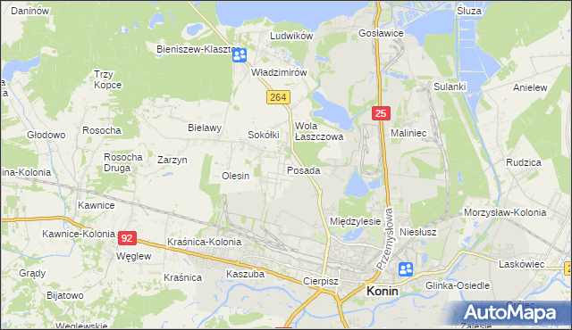 mapa Posada gmina Kazimierz Biskupi, Posada gmina Kazimierz Biskupi na mapie Targeo