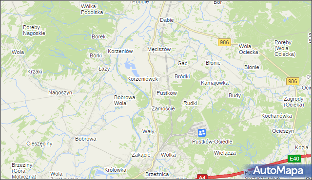 mapa Pustków gmina Dębica, Pustków gmina Dębica na mapie Targeo