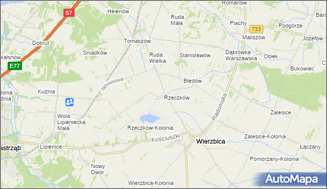 mapa Rzeczków gmina Wierzbica, Rzeczków gmina Wierzbica na mapie Targeo