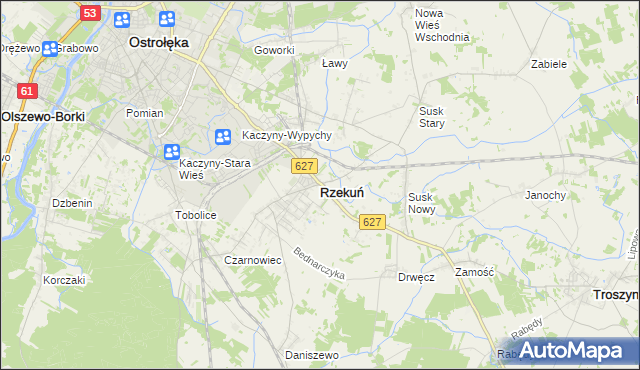 mapa Rzekuń, Rzekuń na mapie Targeo