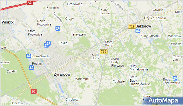mapa Sade Budy, Sade Budy na mapie Targeo