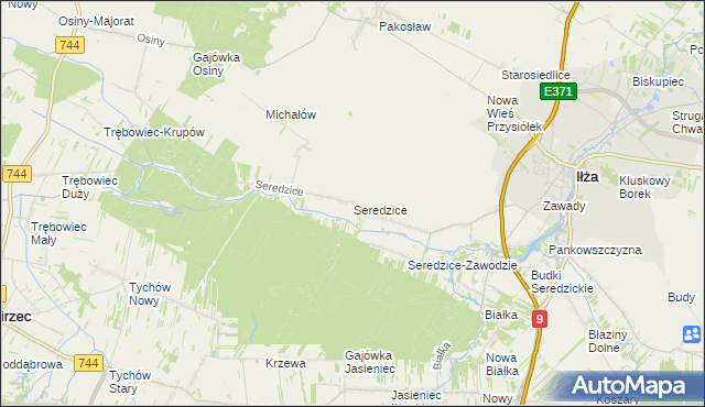 mapa Seredzice, Seredzice na mapie Targeo