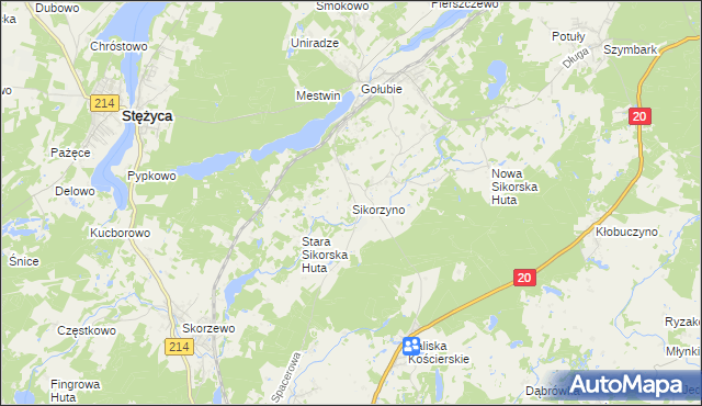 mapa Sikorzyno, Sikorzyno na mapie Targeo