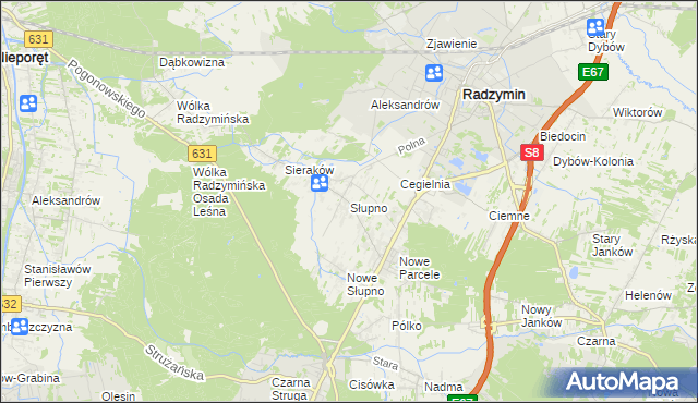 mapa Słupno gmina Radzymin, Słupno gmina Radzymin na mapie Targeo