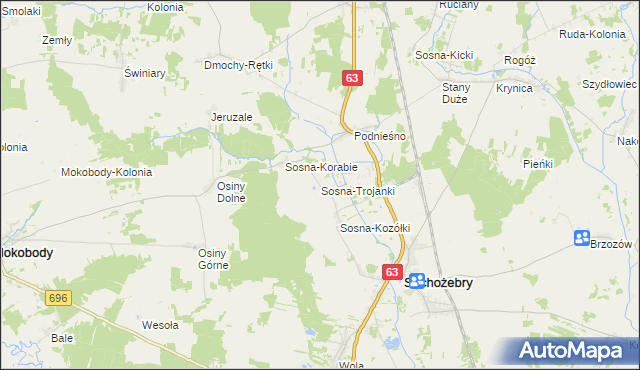 mapa Sosna-Trojanki, Sosna-Trojanki na mapie Targeo