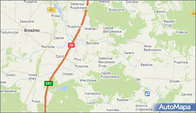mapa Stefanów Barczewski Drugi, Stefanów Barczewski Drugi na mapie Targeo