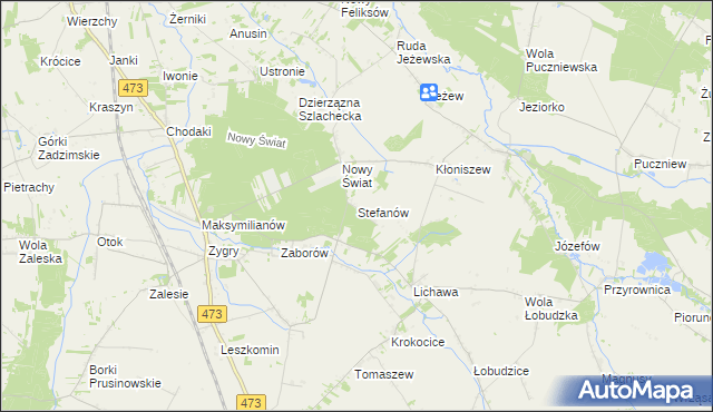 mapa Stefanów gmina Zadzim, Stefanów gmina Zadzim na mapie Targeo