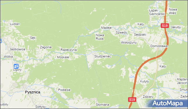 mapa Studzieniec gmina Pysznica, Studzieniec gmina Pysznica na mapie Targeo
