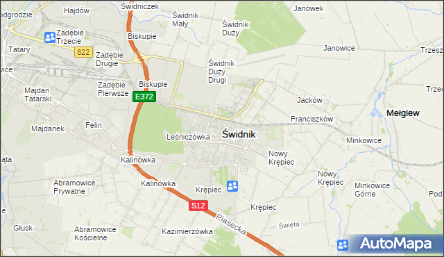 mapa Świdnika, Świdnik na mapie Targeo