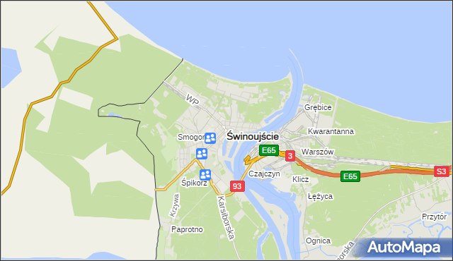 mapa Świnoujście, Świnoujście na mapie Targeo