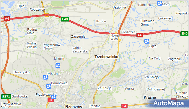 mapa Trzebownisko, Trzebownisko na mapie Targeo