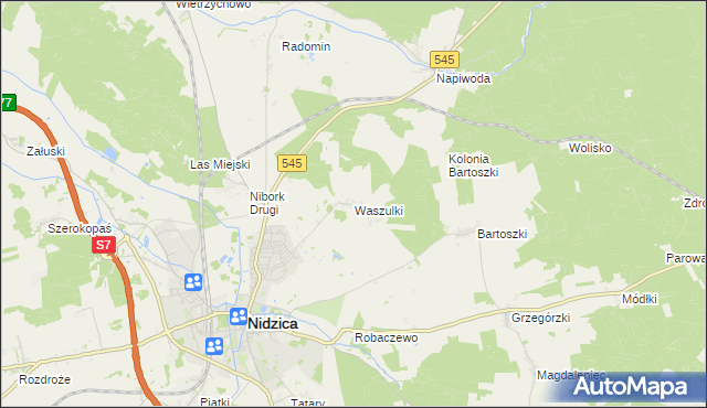 mapa Waszulki, Waszulki na mapie Targeo