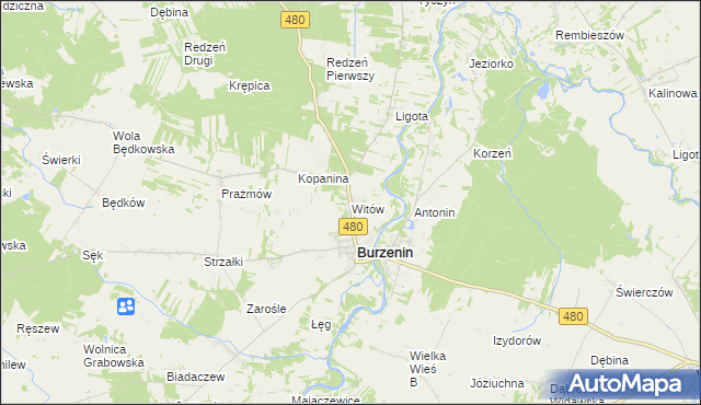 mapa Witów gmina Burzenin, Witów gmina Burzenin na mapie Targeo