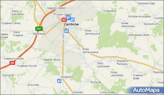 mapa Wola Zambrowska, Wola Zambrowska na mapie Targeo
