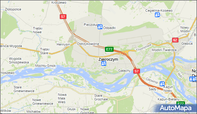 mapa Zakroczym, Zakroczym na mapie Targeo