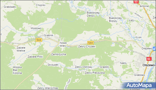 mapa Żebry-Chudek, Żebry-Chudek na mapie Targeo