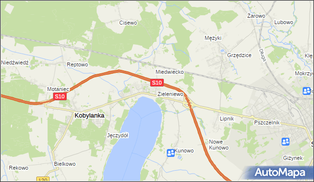 mapa Zieleniewo gmina Kobylanka, Zieleniewo gmina Kobylanka na mapie Targeo