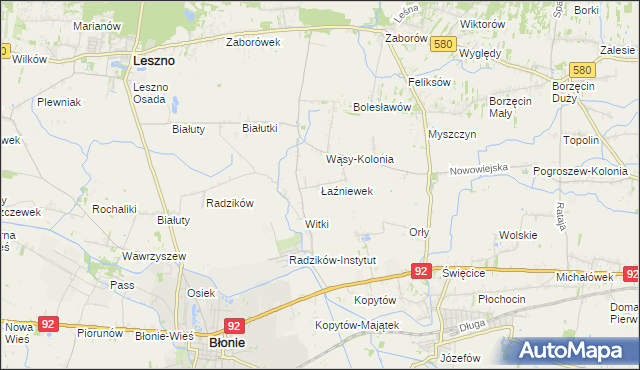 mapa Łaźniewek, Łaźniewek na mapie Targeo