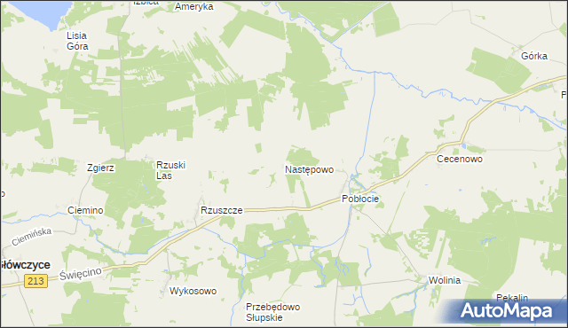 mapa Następowo, Następowo na mapie Targeo