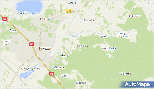 mapa Poniklica, Poniklica na mapie Targeo