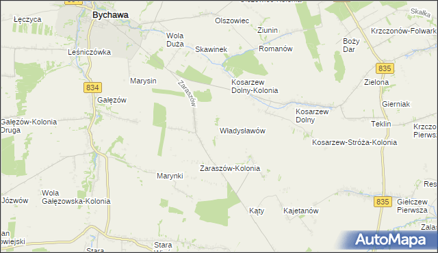 mapa Władysławów gmina Bychawa, Władysławów gmina Bychawa na mapie Targeo