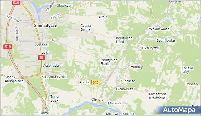 mapa Boratyniec Ruski, Boratyniec Ruski na mapie Targeo