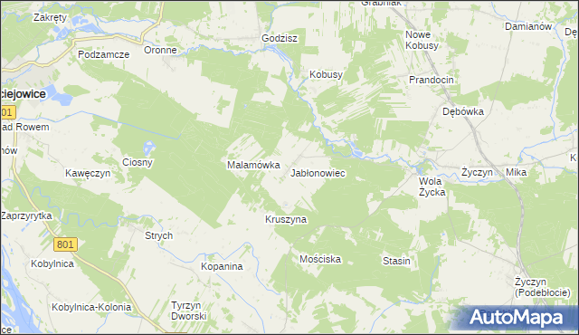 mapa Jabłonowiec gmina Trojanów, Jabłonowiec gmina Trojanów na mapie Targeo