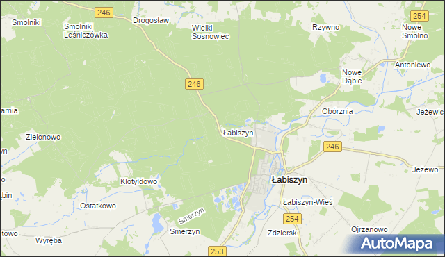 mapa Łabiszyn powiat żniński, Łabiszyn powiat żniński na mapie Targeo