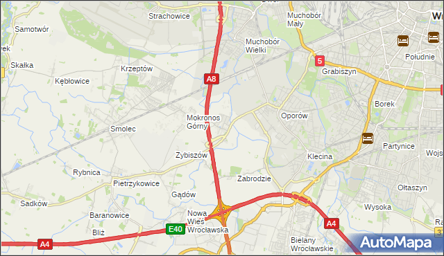 mapa Mokronos Dolny, Mokronos Dolny na mapie Targeo