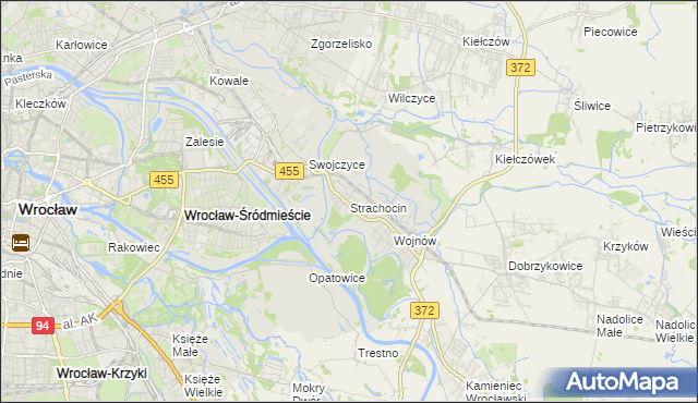 mapa Strachocin gmina Wrocław, Strachocin gmina Wrocław na mapie Targeo