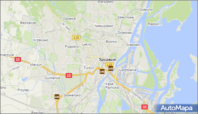 mapa Szczecina, Szczecin na mapie Targeo