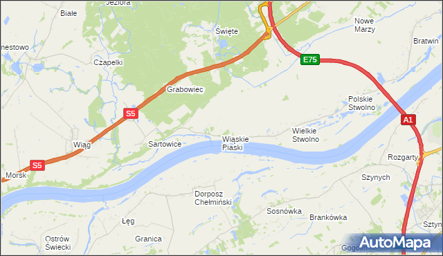 mapa Wiąskie Piaski, Wiąskie Piaski na mapie Targeo