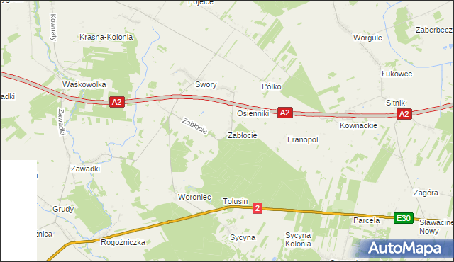 mapa Zabłocie gmina Biała Podlaska, Zabłocie gmina Biała Podlaska na mapie Targeo