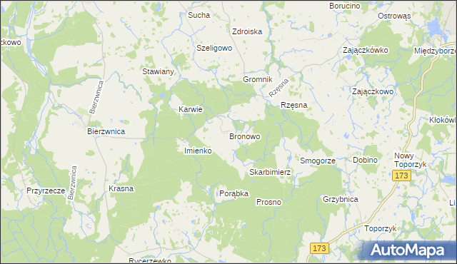 mapa Bronowo gmina Połczyn-Zdrój, Bronowo gmina Połczyn-Zdrój na mapie Targeo